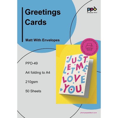 PPD Matte Printable Greeting Cards with Envelopes 8.5x11" half fold to 5.5x8.5 50 sheets 210 gsm for Inkjet Printers