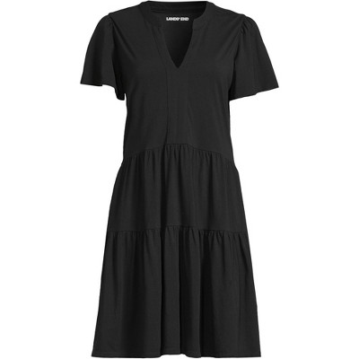 Lands' End Women's Cotton Jersey Tiered Mini Dress