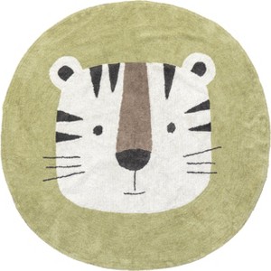 Nuloom Lumi Tiger Kids Pet Friendly Machine Washable Area Rug, Round 6', Ivory - 1 of 4