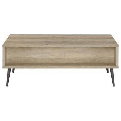 Mid-Century Modern Pine and Gray Wood Coffee Table with Storage
