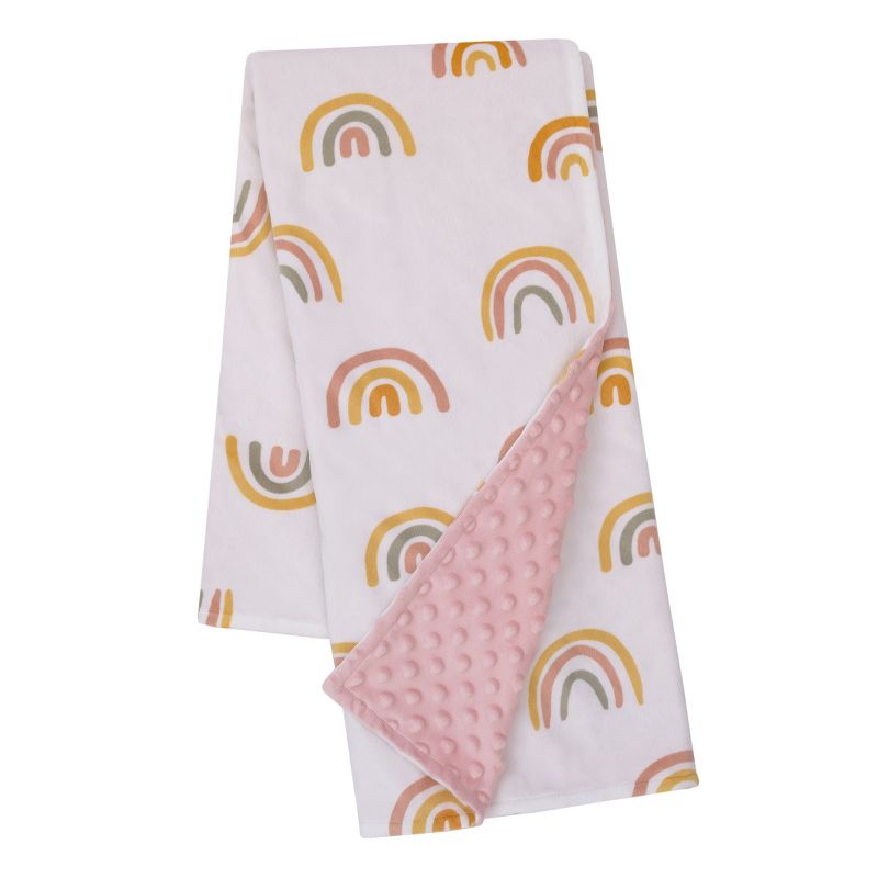 Little Love by NoJo Rainbow White, Pink, and Gold Super Soft Baby Blanket, 3 of 5
