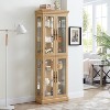 TIRAMISUBEST Lighted Glass Curio Display Cabinet - Light Oak Mobile File Cabinet - 2 of 4