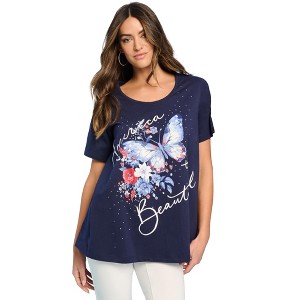 Roaman's Women's Plus Size American Graphic Swing Tee - 1 of 4