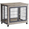 Acekool Rustic Dog Crate Side Table - Functional Pet Furniture with Wheels - 2 of 4