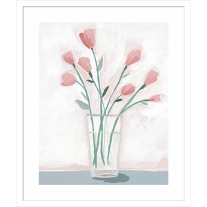 Amanti Art 21"x25" Pink Flowers in Vase by Sozi Wood Framed Wall Art Print: Modern Style, Lithograph, Hardwood Frame - 1 of 4