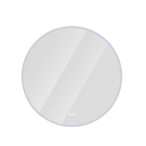 TUYOHW LED Round LED Bathroom Mirror with Lights-Wall Mount Vanity, 3 Color Temperature Adjustable and Dimmable Light, Makeup Mirror for Bathroom - 1 of 4