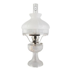Aladdin Lincoln Drape Oil Lamp, Clear Glass Indoor Fuel Lamp with White Glass Shade, Nickel Trim - 1 of 3