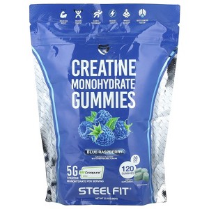 SteelFit Creatine Monohydrate Gummies, Blue Raspberry, 120 Gummies - 1 of 2