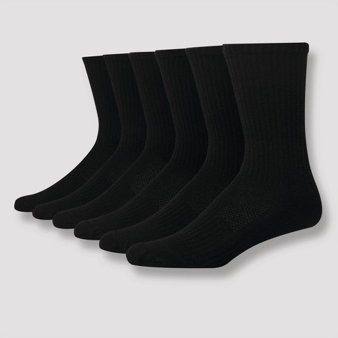 Men's Hanes Premium Performance Cushioned Crew Socks 6pk - Black 6-12