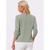 INSPIRE CHIC Women's Work Office Keyhole Pleated Front Ruched 3/4 Sleeve Chiffon Blouse - 4 of 4