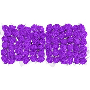 Unique Bargains Mini DIY Craft Decoration Artificial Rose Flower Head 72 Pcs Purple - 1 of 4