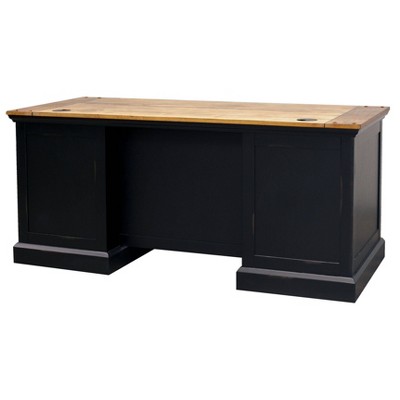 Black Transitional Executive Desk with Drawer and Filing Cabinet