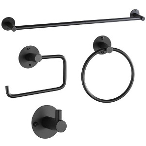 Itopfox 4 Piece Matte Black Bathroom Accessories Set Stainless Steel Hardware Kit Holds 33 lbs Rustproof Scratch Resistant Easy Install - 1 of 4