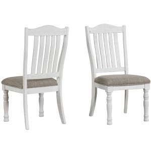Roundhill Furniture Ebret Farmhouse Two-tone Distressed Wood Dining Chairs, Brown and White, Set of 2 - 1 of 4