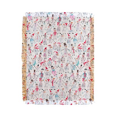 Ninola Design Friendly snowmen 56"x46" Woven Throw Blanket - Deny Designs