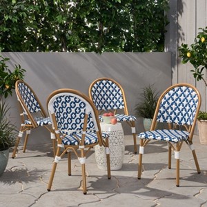 Christopher Knight Home Baron Bistro Chairs with Woven Rattan and Aluminum Frame (Set of 4) - 1 of 4