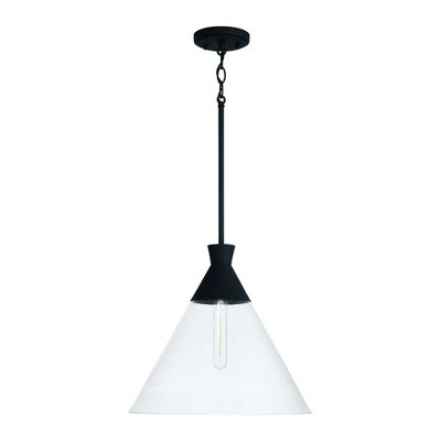 Paloma Textured Black and Clear Glass Pendant Light