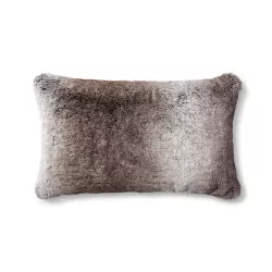 Oblong Faux Fur Throw Pillow Neutral - Threshold™