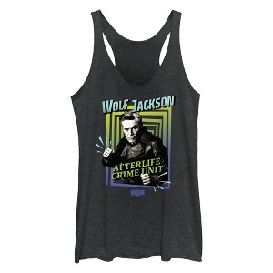 Women's Beetlejuice Beetlejuice Wolf Jackson Afterlife Crime Unit Racerback Tank Top - 1 of 4