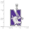 Black Bow Jewelry Sterling Silver Northwestern Wildcats NCAA Extra Large Pendant - 2 of 3