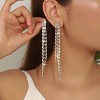 Women’s Gold-Tone Copper Tassel Drop Earrings, Modern Pave CZ Linear Design, Long Fringe Style, Glamorous Jewelry for Formal & Party Occasions - 2 of 4