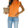 BLUEMING Sweater Vest for Women Summer Pullover Cap Sleeve Rib Knit Tops Mock Neck Sweater Tank Tops Sleeveless Summer Tops - 3 of 3