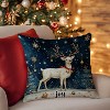 Lomsoe 1pc Christmas Cushion Cover - Elegant White Reindeer with Golden Bells, Navy Blue Snowflake & Pine Tree Winter Wonderland for Sofa, Bed, Chair - 3 of 4