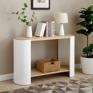 GlasFlength Console Tables with Curved Legs, ModernLuxe, Simplicity Rectangle Console Table, for Living Room, White, 48"*15.7"*29.6" - 1 of 4