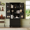 Christopher Knight Home Elia Modern Rubberwood Tall Storage Cabinet with 3 Drawers, Double Door and Shelves - 2 of 4