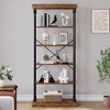 Industrial Bookshelf Wood Bookcase 6 Tier Storage Open Rack Shelf with Metal Frame Rustic Tall Standing Bookshelves - 3 of 4