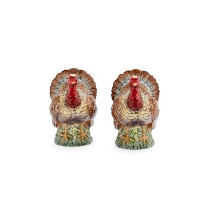 Spode Woodland Festive Turkey Salt & Pepper Shakers - Figural Thanksgiving Table Decor, Adds Holiday Flair & Functionality - 3.5" Tall, Hand Wash