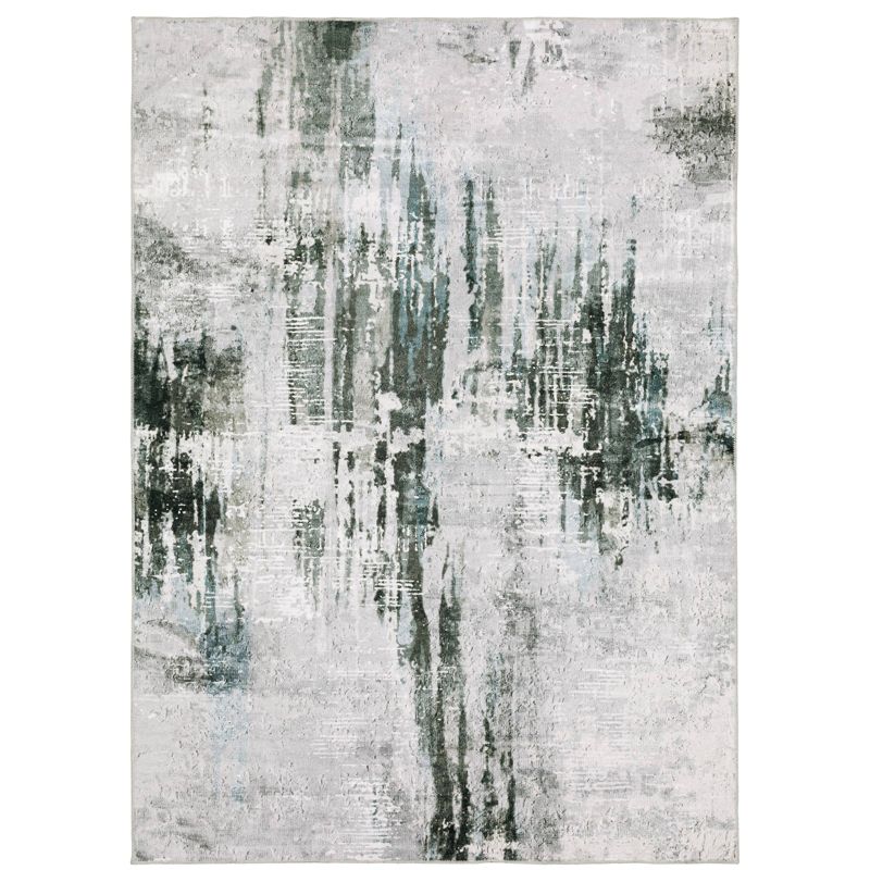 Micah Washable Modern Abstract Indoor Area Rug Gray/Teal - Captiv8e Designs, 1 of 13