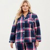 Anna-Kaci Lounge Women's PLus Size 2-Piece Set Plaid Flannel Pajamas with Button-Front Long Sleeve Top and Soft Relaxed Fit Pants - 2 of 4