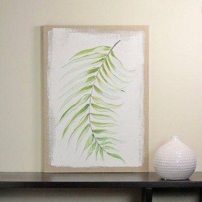Green and Ivory Fern Fronds Linen Canvas Wall Art