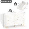 Nasitip 6 Drawer Dresser, 47.2" Wide Rustic Storage Chest with Bar Handles, Vintage Wood Organizer for Bedroom & Living Room – White - 2 of 4
