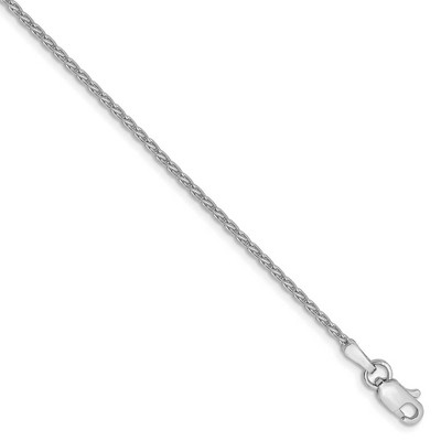 Black Bow Jewelry 1.5mm, 14k White Gold, Solid Parisian Wheat Chain Anklet