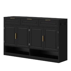 Lyngins Sideboard Buffet Cabinets with 4 Doors,3 Drawers,Open Compartment,Multi-Functional Coffee Bar Cabinets,Credenzas for Kitchen,Entryway - 1 of 4