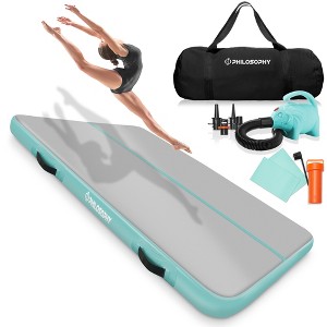 Philosophy Gym 10ft/13ft/20ft Inflatable Air Gymnastics Training Mats 4/8 inch Thick Tracks for Home/Training/Cheerleading/Yoga/Water with Air Pump - 1 of 4
