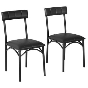 Coucheta Dining Chairs Set of 4: Faux Leather Upholstered with High Backrest & Metal Legs - Compact Kitchen Chairs for Small Spaces, Black - 1 of 4