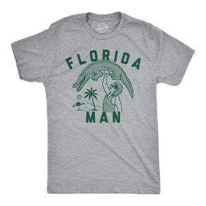 Mens Funny T Shirts Florida Man Sarcastic Alligator Graphic Novelty Tee for Men - Crazy Dog Men's T Shirt for Animal Lovers - 1 of 4
