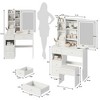 Vanity Desk Set, Makeup Table With Cushioned Stool, Drawers, Brightness Adjustable Mirror Light, 2 AC Powers And 2 USB Ports Built-in Socket - 4 of 4