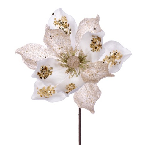 Vickerman 15 Artificial Cream Deluxe Magnolia Christmas Stem, 8