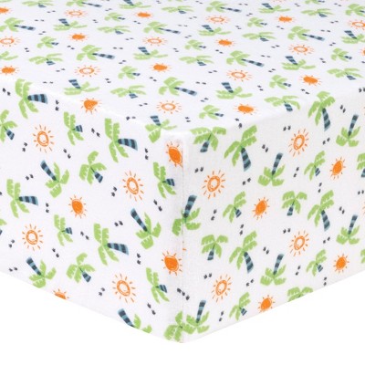 Image of Trend Lab Flannel Fitted Crib Sheet - Dinosaur Palm