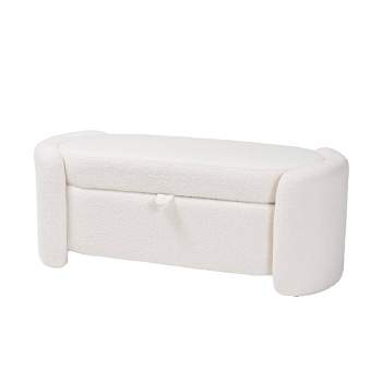 Oakes Boucle Upholstered Storage Bench Ivory - Baxton Studio