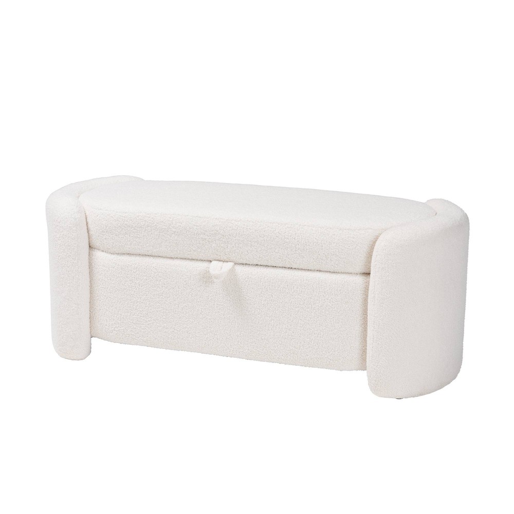 Photos - Other Furniture Oakes Boucle Upholstered Storage Bench Ivory - Baxton Studio