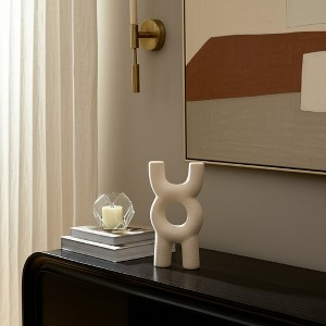 Decorative Object Ceramic Sculptural Modern Glam Design for Home, Office, Bedroom, and Living Room Decor - 15" Ivory - 1 of 4