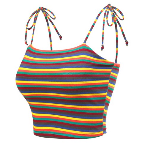 Allegra K Women's Tie Spaghetti Straps Sleeveless Summer Crop Cami Top ...