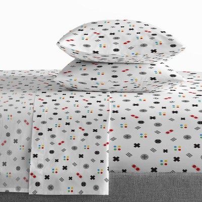 Full Blue Organic Cotton Kids Gamer Bedding Set