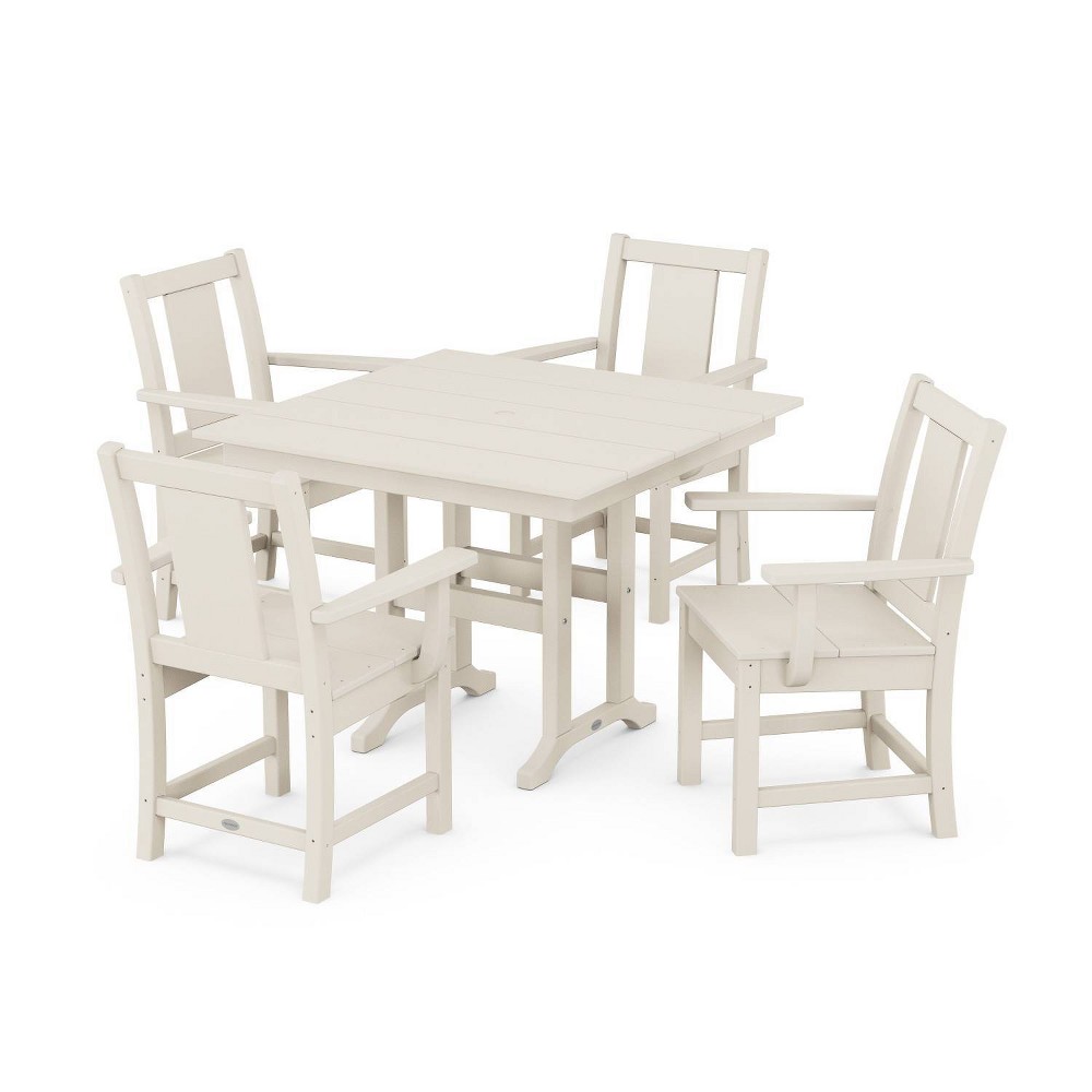 Photos - Dining Table POLYWOOD 5pc Prairie Farmhouse Outdoor Patio Dining Set Sand: Weather-Resistant, UV-Protected, Stainless Steel Hardware