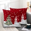 Red Christmas Pillow Covers 18x18 Set of 2 Farmhouse Snowman Snowflake Xmas Tree Decorative - 3 of 3